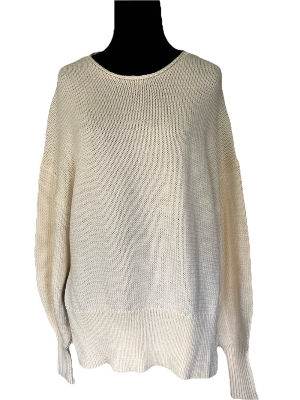 Theory Chunky Slit Mercer Cotton Ecru Sweater Heavy Knit Pullover Side Slits XS - Picture 4 of 10